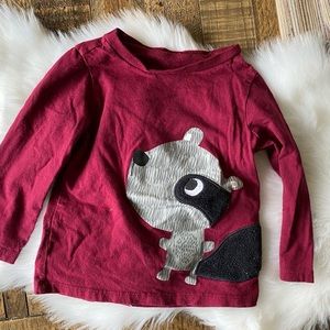 FIRST IMPRESSIONS Burgundy Raccoon Critter Tee